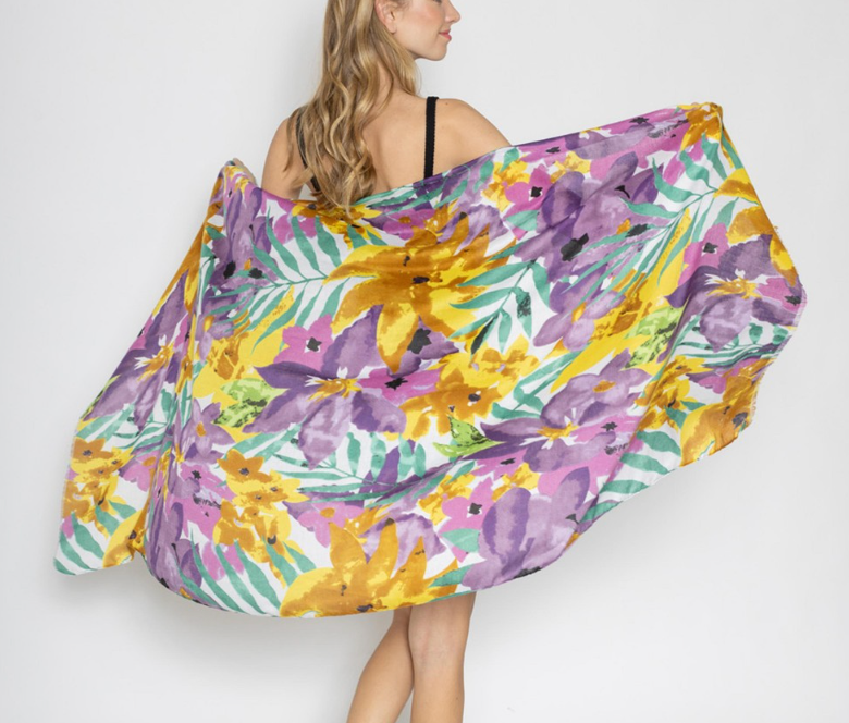 Tropical Floral Oversized Scarf - Wild Magnolia