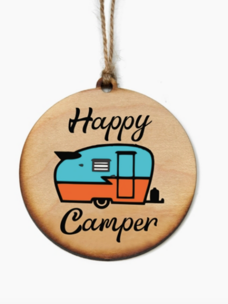 Happy Camper Wooden Ornament - Wild Magnolia