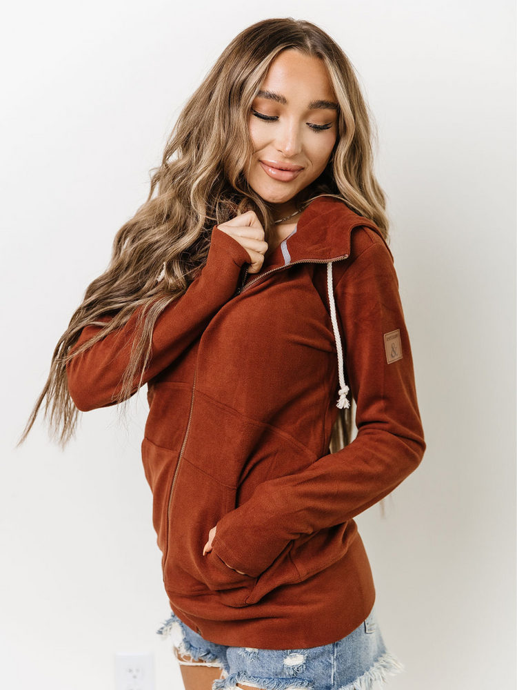 Chestnut Brown Fleece Full Zip Sweatshirt