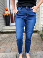 Mid-Rise Relaxed Fit Judy Blue Jeans with Frayed Detailing - Wild Magnolia