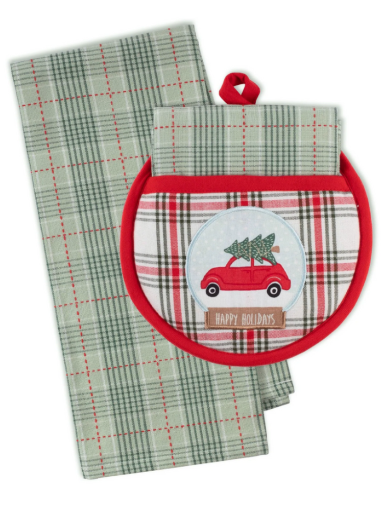 Christmas SnowGlobe Potholder Gift Set - Wild Magnolia