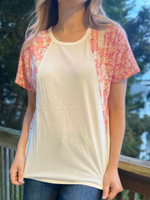 Boho Knit Top with Floral Sleeves - Wild Magnolia