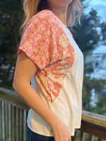 Boho Knit Top with Floral Sleeves Curvy - Wild Magnolia