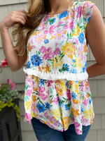 Floral Babydoll Top with Tassel - Wild Magnolia
