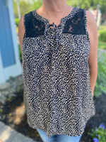 Black Leopard Sleeveless V-Neck Top - Wild Magnolia