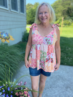 Patchwork Babydoll Top Curvy - Wild Magnolia
