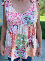 Patchwork Babydoll Top Curvy - Wild Magnolia