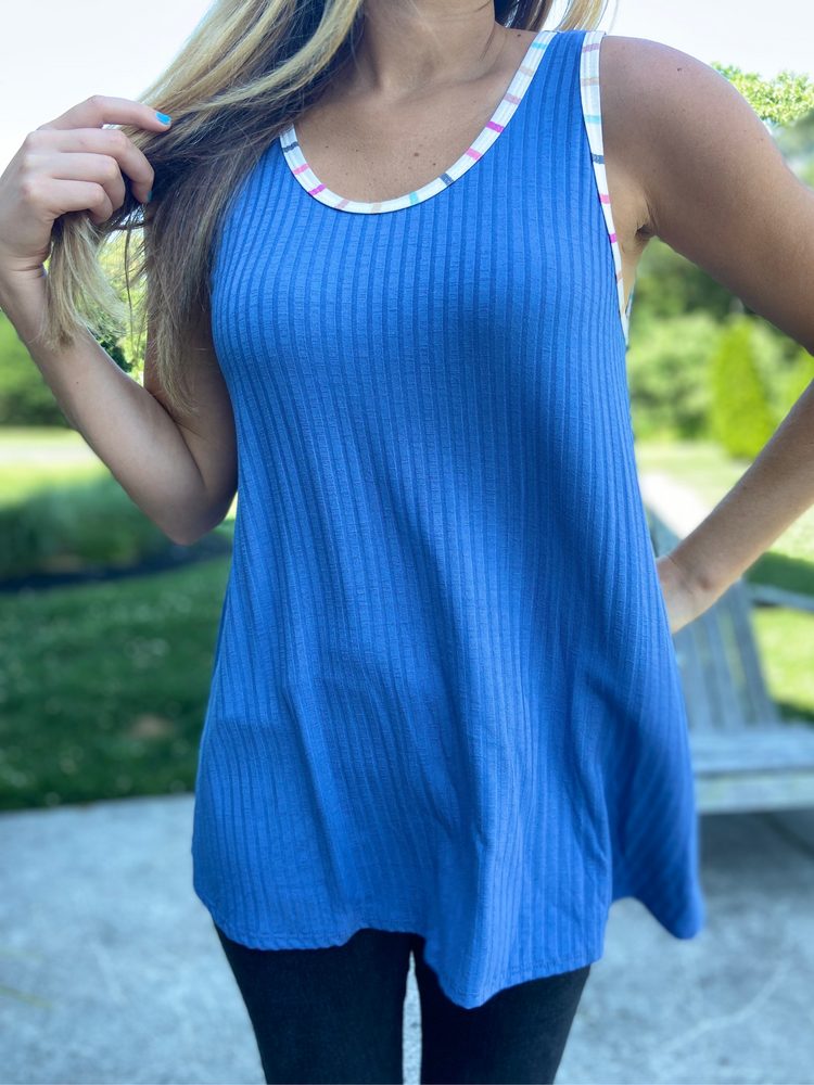 Color Burst Ribbed Knit Tank in Curvy - Wild Magnolia