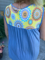 Medallion Knit Tank Top in Curves - Wild Magnolia