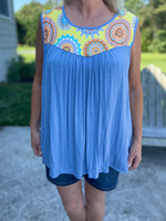 Medallion Knit Tank Top in Curves - Wild Magnolia