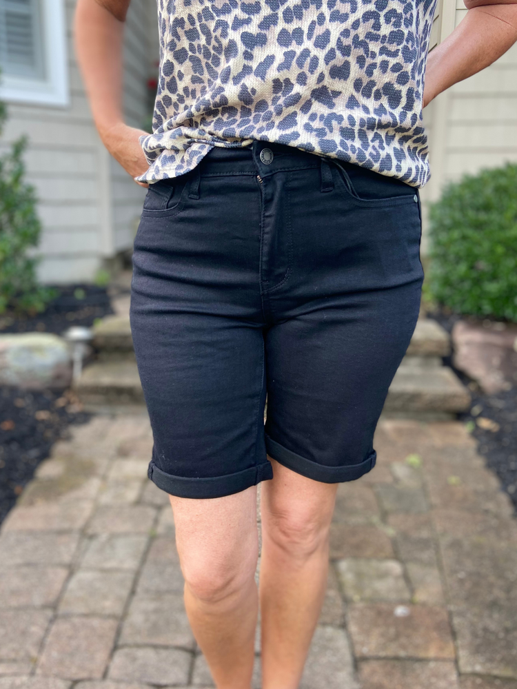 Judy Blue Black High Rise Bermuda Shorts - Wild Magnolia