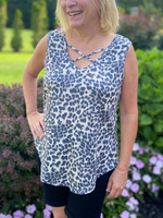 Criss Cross Leopard Sleeveless Top