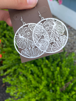Silver Tropical Leaves Circle Earrings - Wild Magnolia