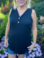Sleeveless Button Top in Black - Wild Magnolia