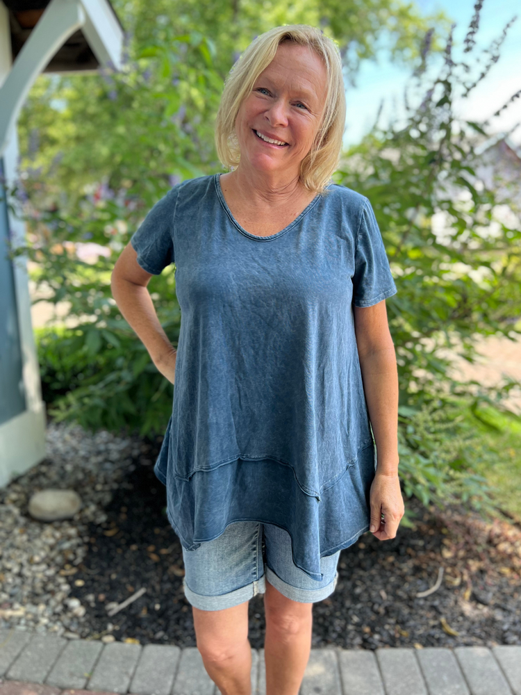 Mineral Wash Top in Blue Grey - Wild Magnolia
