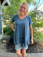 Mineral Wash Top in Blue Grey - Wild Magnolia