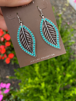 Silver Turquoise Leaf Earrings - Wild Magnolia