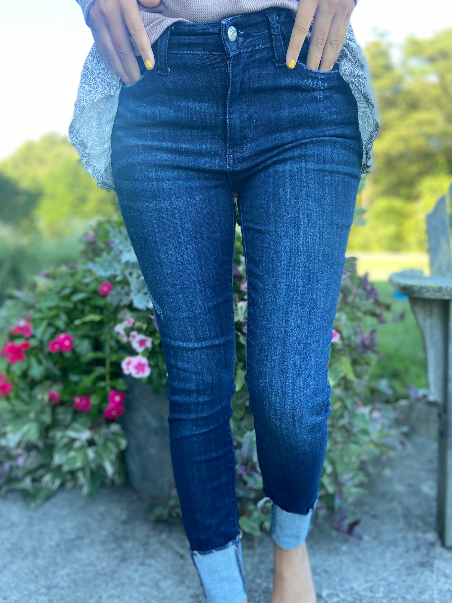 Mid Rise Dark Wash Denim Skinny Judy Blue Jeans Wild Magnolia