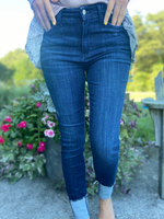 Mid Rise Dark Wash Denim Skinny Judy Blue Jeans - Wild Magnolia