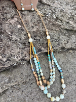 Gold Natural Bead Necklace Set - Wild Magnolia