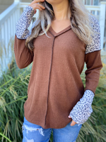 Curvy Leopard Knit Stitch Top in Cocoa - Wild Magnolia