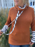 Curvy Striped Color Block Tunic in Camel - Wild Magnolia