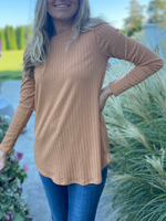 Rib Knit Long Sleeve Top in Pumpkin