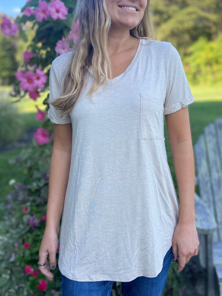 Everyday Oatmeal V-Neck Top