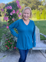 Teal Waffle Knit Top