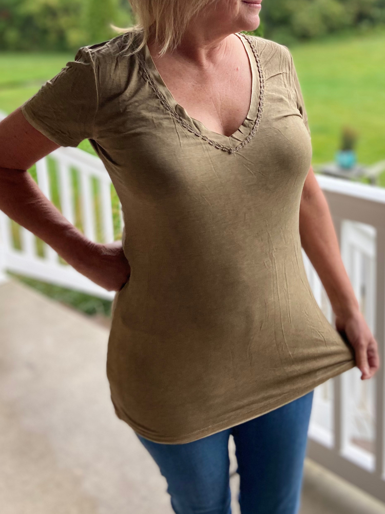 Classic Olive Top in Curvy