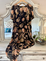 Romantic Floral Cinch Waist Asymmetric Hem Dress - Wild Magnolia