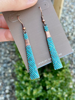 Patina Wire Wrap Engraved Bar Earring - Wild Magnolia
