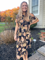Romantic Floral Cinch Waist Asymmetric Hem Dress - Wild Magnolia