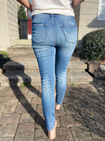 Judy Blue High Waist Contrast Wash Tummy Control Skinny Jeans - Wild Magnolia