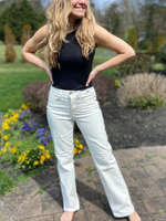 Judy Blue High Waist Mild White Straight Leg Jeans - Wild Magnolia