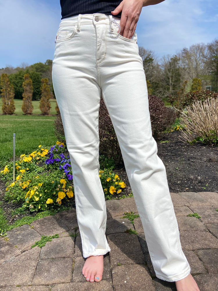 Judy Blue High Waist Mild White Straight Leg Jeans - Wild Magnolia