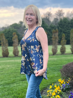 High Low Floral Tank in Navy Blue - Wild Magnolia