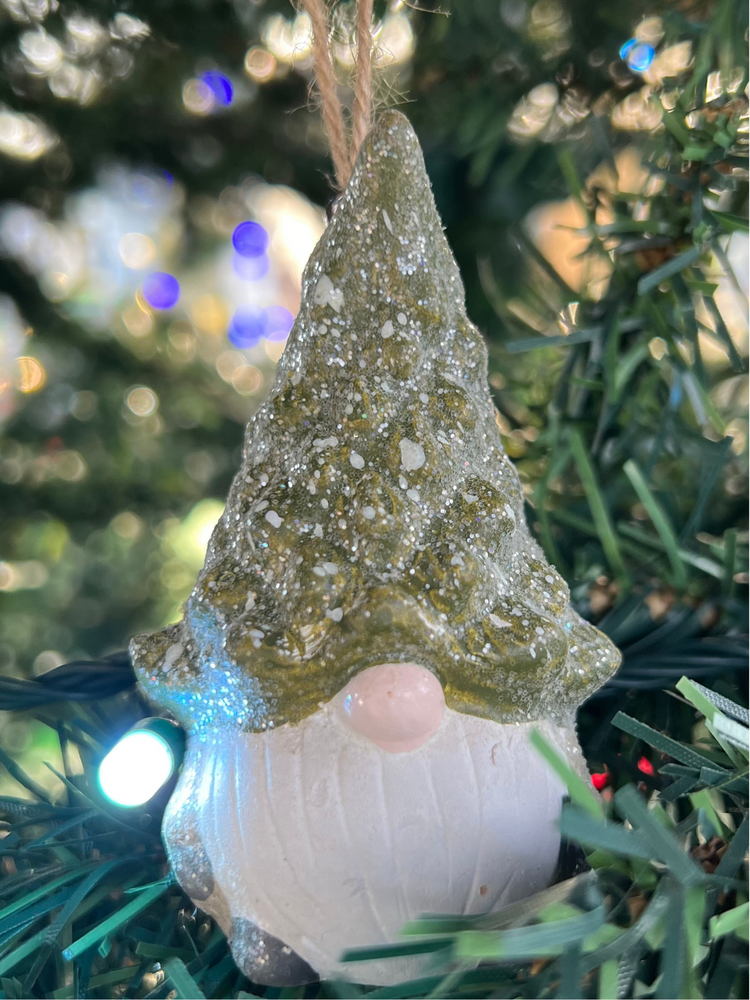 Ceramic Gnome with Evergreen Hat Ornament