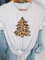 Curvy Leopard Christmas Graphic Tee - Wild Magnolia
