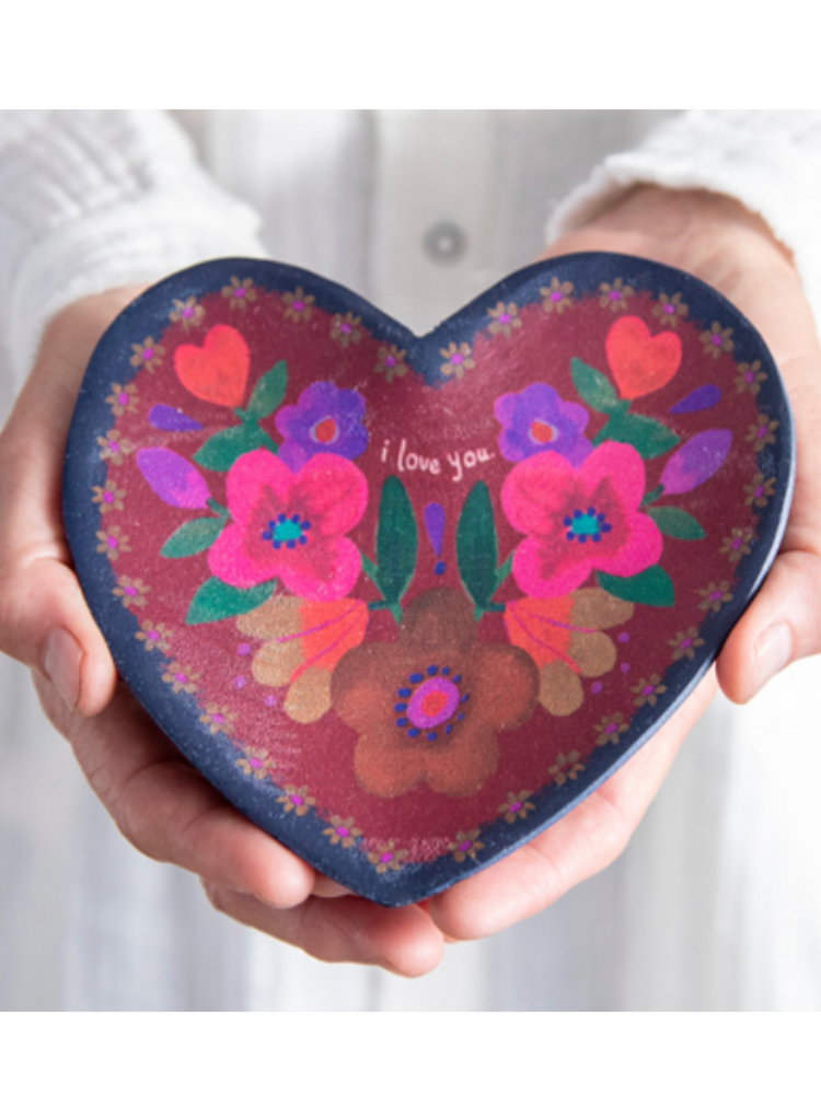 Folk Flower Wood Trinket Heart Love