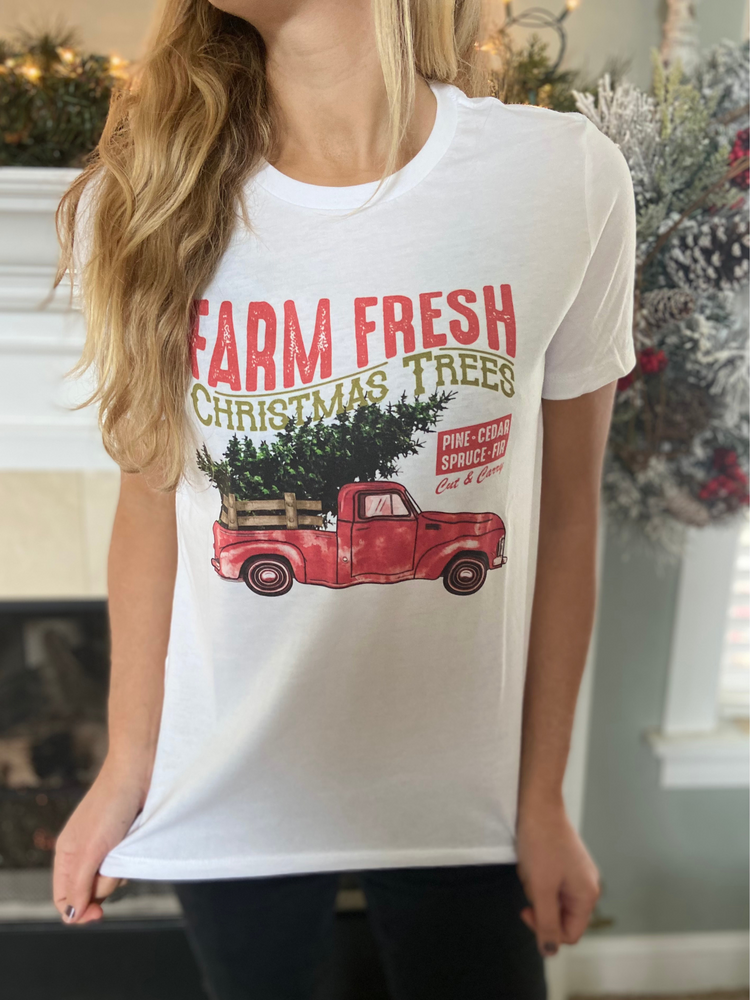 Vintage Christmas Tree Graphic Tee in Curves - Wild Magnolia