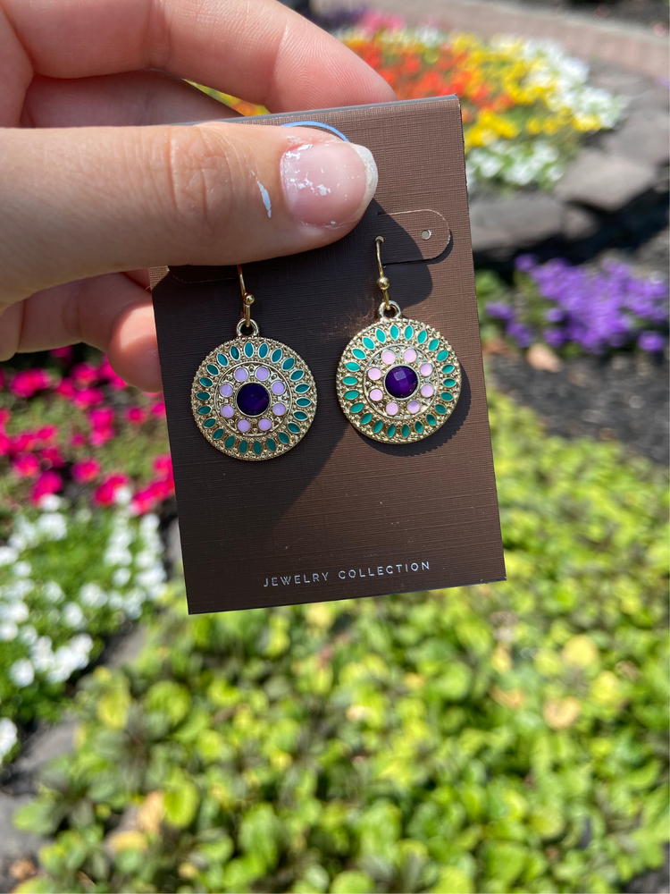 Mandala Circle Drop Earrings - Wild Magnolia