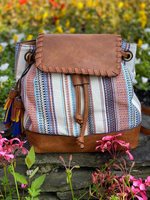 Kourtney Two Tone Backpack with Multicolor Tassels