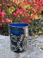 Midnight Blue Ceramic Pumpkin Cup