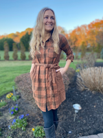 Acid Wash Dress in Rust Plaid