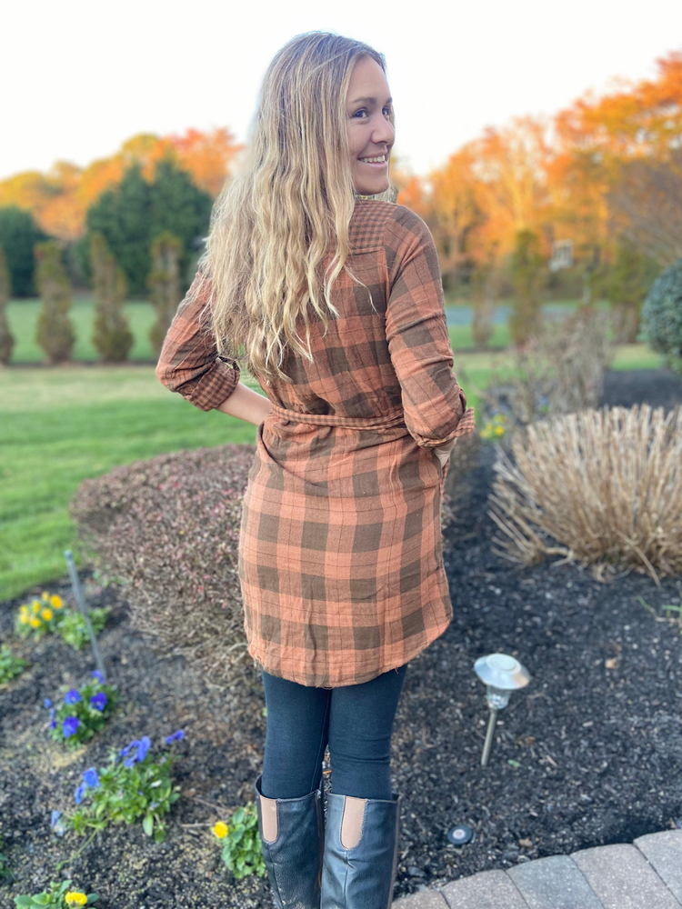 Acid Wash Dress in Rust Plaid - Wild Magnolia