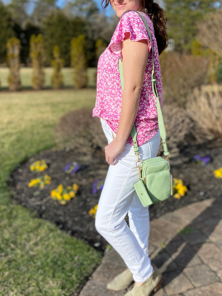 Floral Ruffle Sleeve Knit Top in Fuchsia Curvy - Wild Magnolia