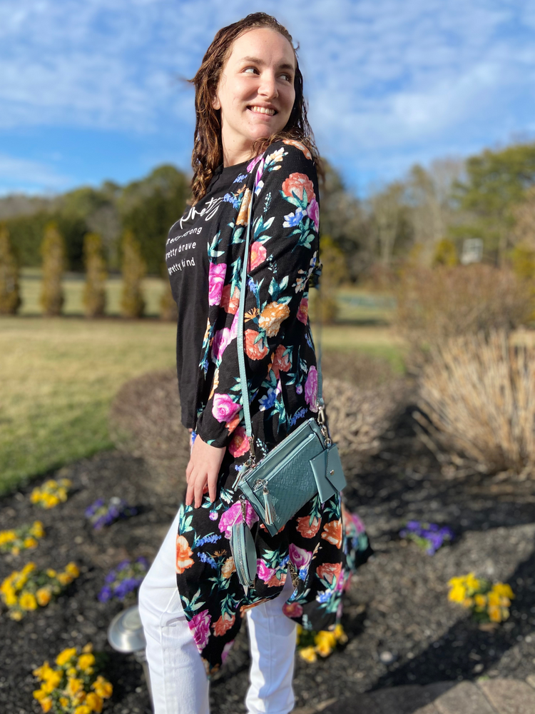 Floral sales open cardigan