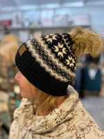 Nordic Fair Beanie Hat in Black - Wild Magnolia