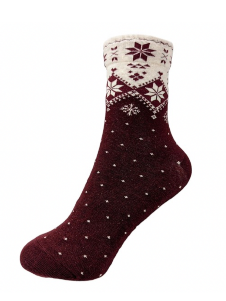 Nordic Printed Socks in Burgundy